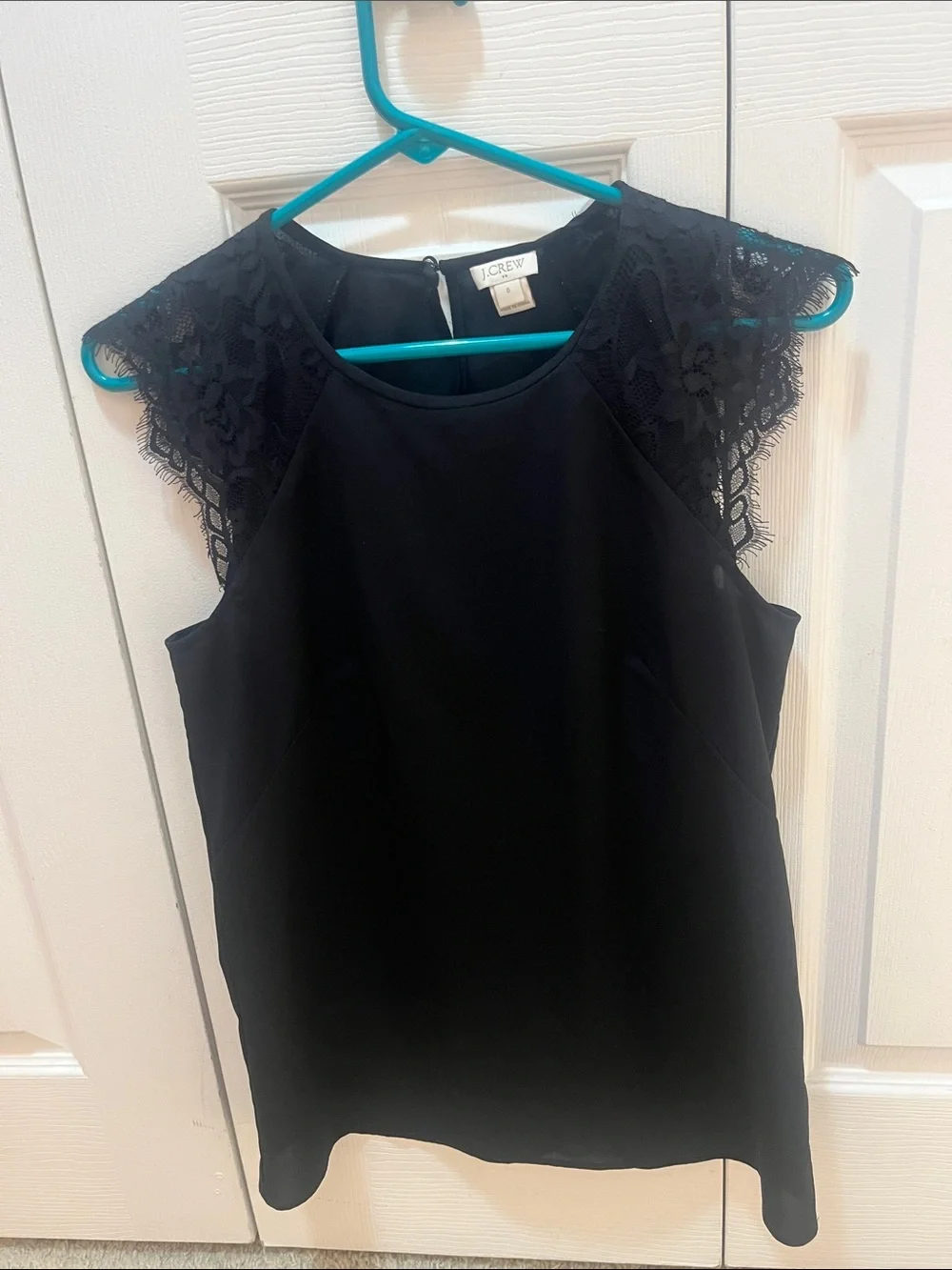 J. Crew Black Lace Cap-Sleeve Camisole Blouse